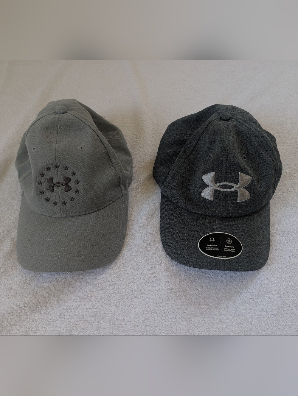 2 Under Armour Men's Performance Caps Hats - Grey/Charcoal Bundle